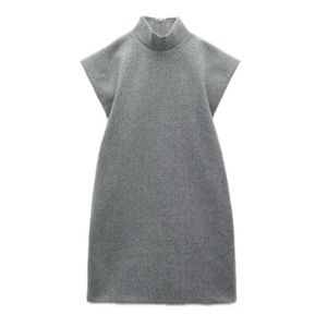 Zara High Collar Knit Gray Marl Dress